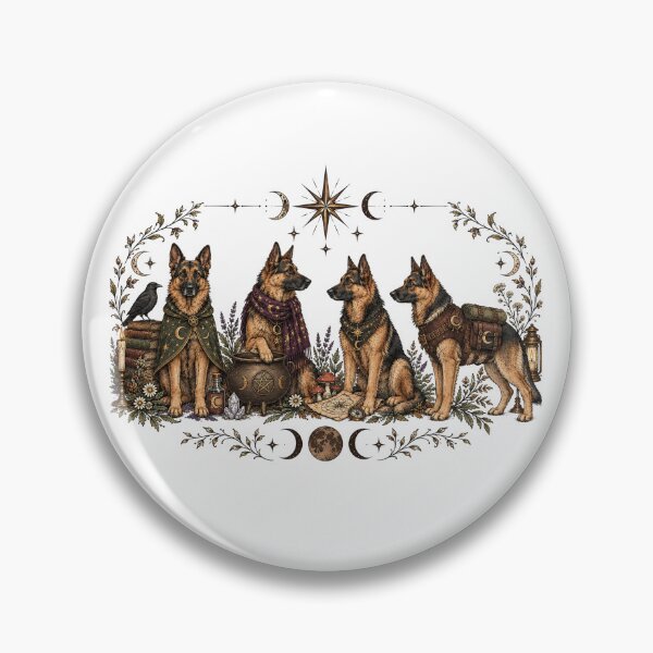 Item preview, Mystical German Shepherd Dogs Witchy Moon Magic Fantasy Animal Design designed and sold by LandFinStudio.