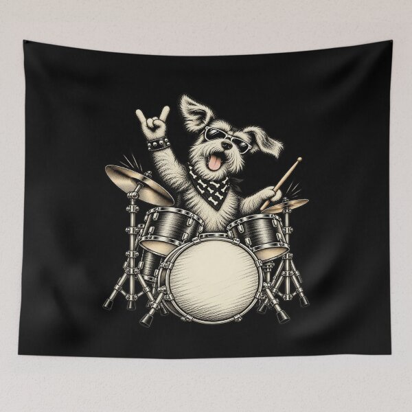 Item preview, Cute Schnauzer Playing Drums Funny Music Dog Drummer Graphic designed and sold by 76Valeria.