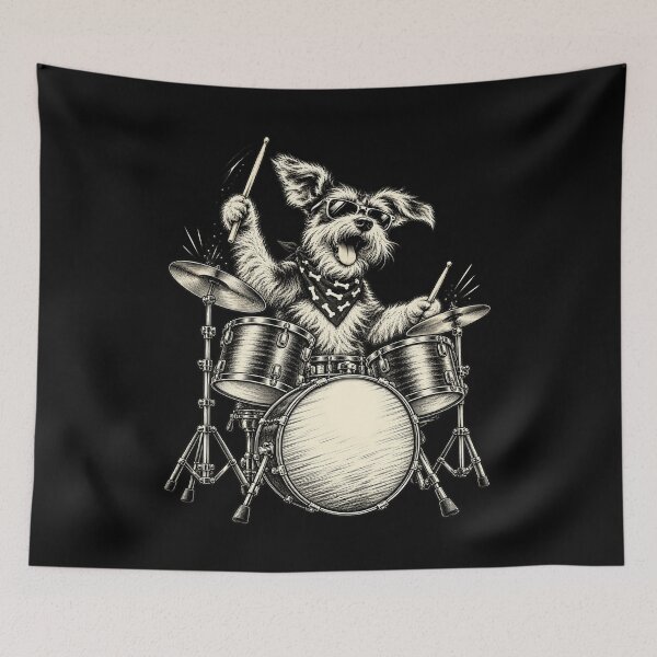 Item preview, Cute Schnauzer Playing Drums Funny Music Dog Drummer Graphic designed and sold by 76Valeria.