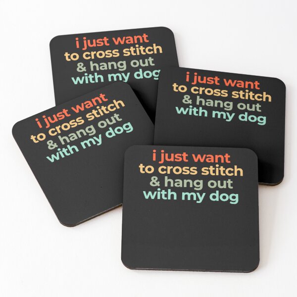 Item preview, I Just Want To Cross Stitch And Hang Out With My Dog Relaxing Hobby Pet Lover Apparel designed and sold by slmfams.