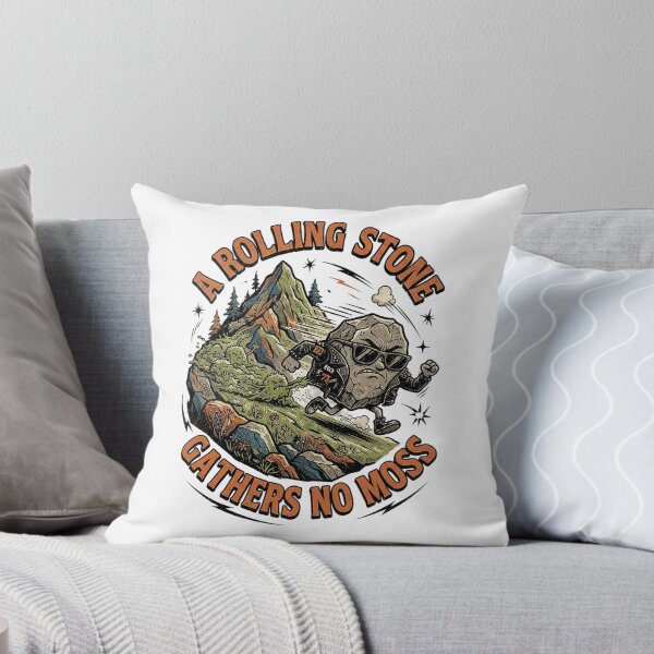 Item preview, A Rolling Stone Gathers No Moss Funny Rocker Biker Rock Design Graphic Tee designed and sold by Nubian Style.