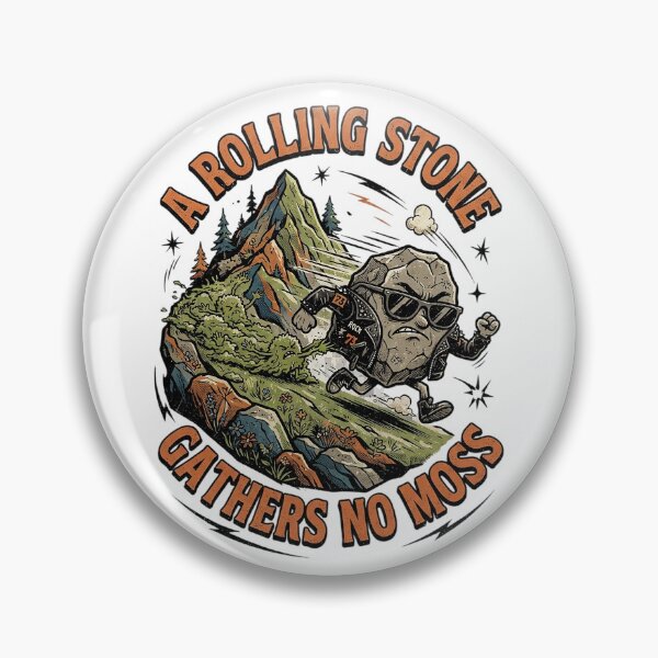 Item preview, A Rolling Stone Gathers No Moss Funny Rocker Biker Rock Design Graphic Tee designed and sold by Nubian Style.