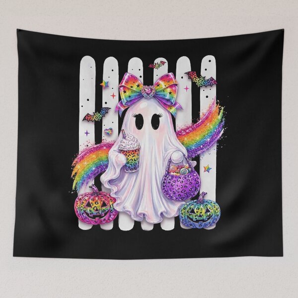 Item preview, Cute Glitter Ghost Rainbow Bow Leopard Pumpkin Candy Frappuccino Halloween Apparel designed and sold by slmfams.