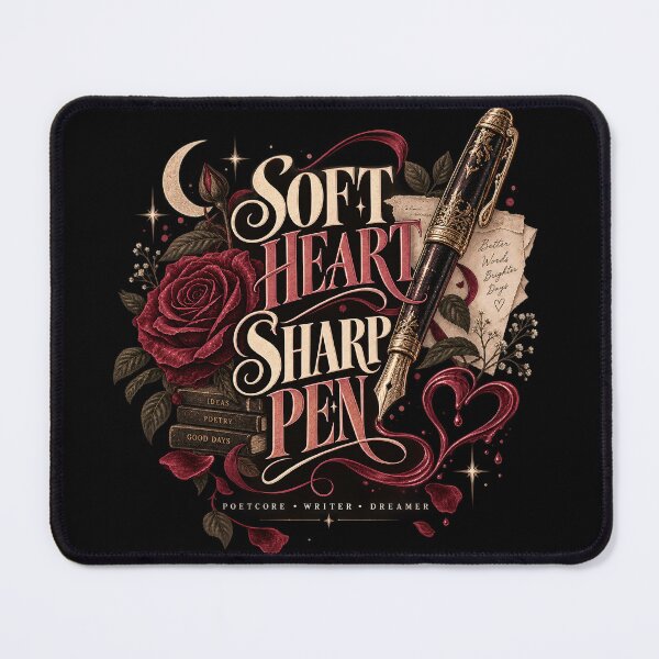 Item preview, Soft Heart Sharp Pen – Poetcore Writer Dark Academia Gift designed and sold by SaNaCreation13.