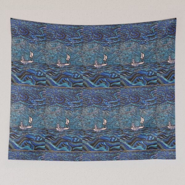 Item preview, Small Solitary Sailor in Stormy Seas designed and sold by DancingCreek.