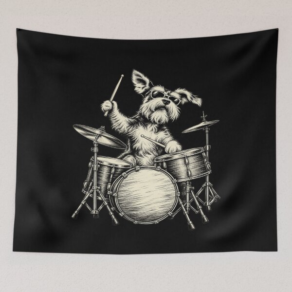 Item preview, Cute Schnauzer Playing Drums Funny Music Dog Drummer Graphic designed and sold by 76Valeria.
