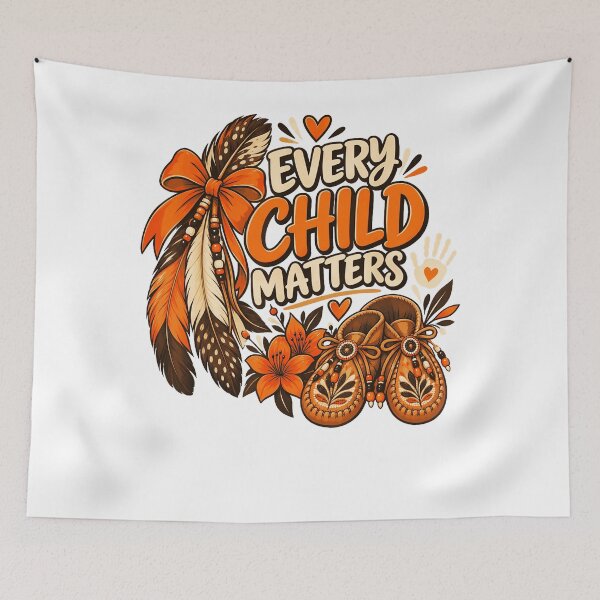 Item preview, Every Child Matters Orange Feathers Moccasins Flowers Indigenous Awareness Apparel designed and sold by slmfams.