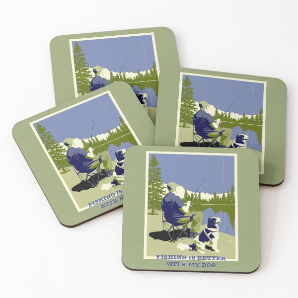 Item preview, Fishing Is Better With My Dog – Vintage Outdoor Fishing Design designed and sold by casualnature.