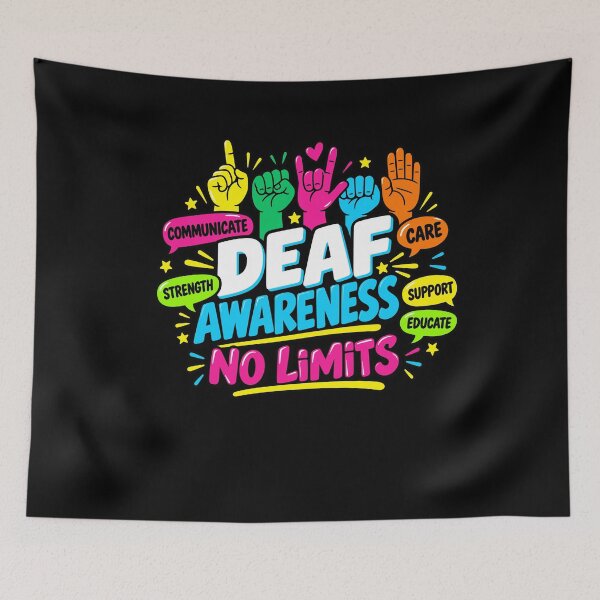 Item preview, Deaf Awareness No Limits Communicate Strength Support Educate Care ASL Hands Apparel designed and sold by slmfams.