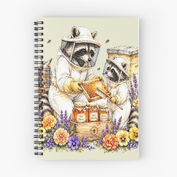 Item preview, Beekeeper Raccoons Harvesting Sweet Honey in Spring designed and sold by the artedivino.