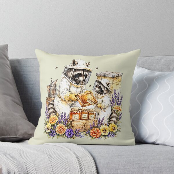 Item preview, Beekeeper Raccoons Harvesting Sweet Honey in Spring designed and sold by the artedivino.