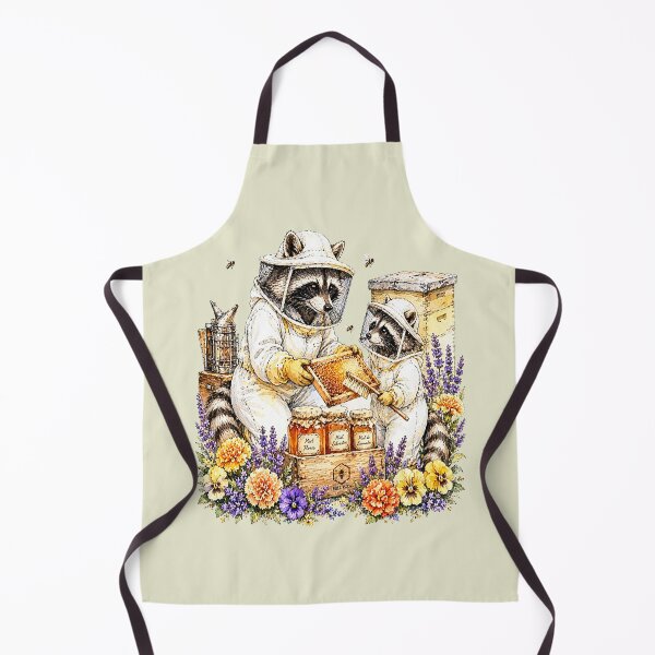 Item preview, Beekeeper Raccoons Harvesting Sweet Honey in Spring designed and sold by the artedivino.