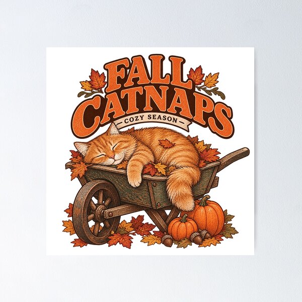 Item preview, Fall Catnaps Funny Lazy Cat Autumn Nap designed and sold by manszoank.