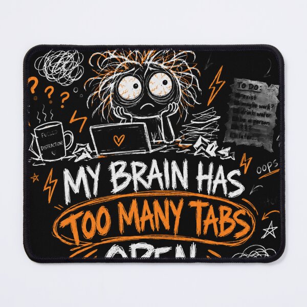 Item preview, ADHD Too Many Tabs Open Funny Doodle Brain Design designed and sold by mnkyride.