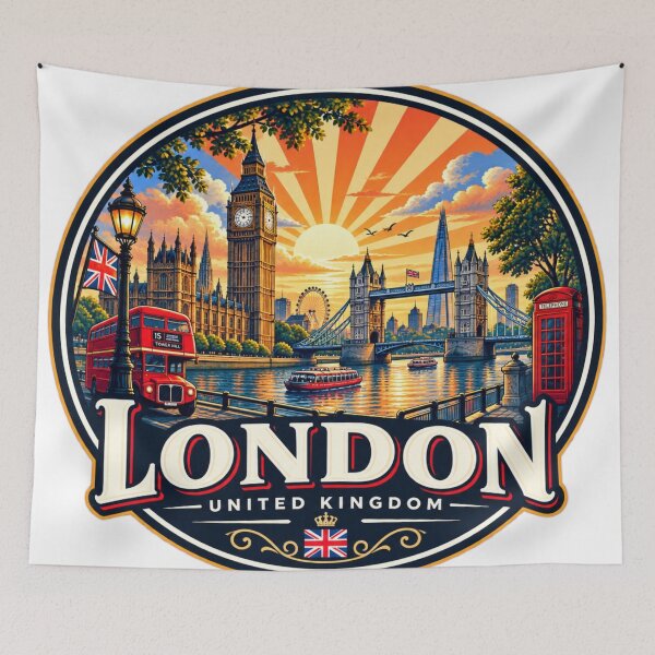 Item preview, London England Vintage Travel Poster designed and sold by timiparkerart.