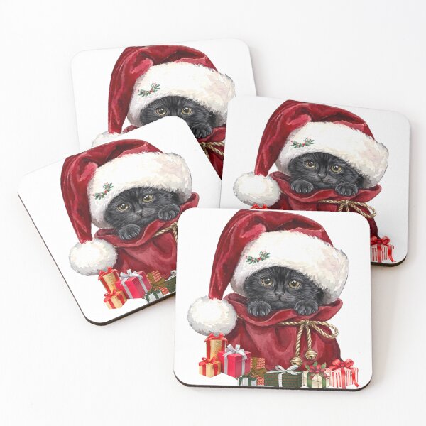 Item preview, Adorable Black Kitten in Santa Sack with Presents  designed and sold by VibranPalette.