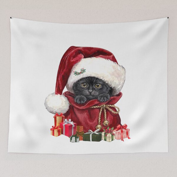 Item preview, Adorable Black Kitten in Santa Sack with Presents  designed and sold by VibranPalette.