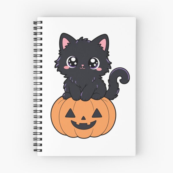 Item preview, Cute Black Cat Sitting on Pumpkin – Kawaii Halloween Kitten Gift Art designed and sold by Artxotic Studio.