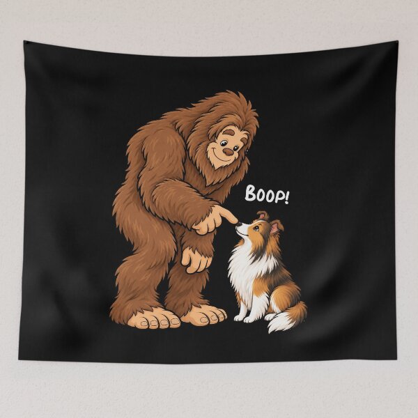 Item preview, Bigfoot and Shetland Sheepdog Boop Fun Design Sasquatch designed and sold by rafaeltto.