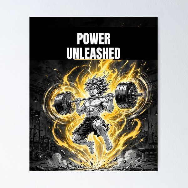 Item preview, Power Unleashed: Anime Weightlifting Warrior Art designed and sold by Tonioverse.