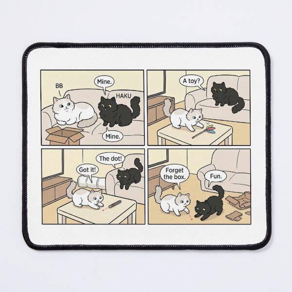 Item preview, Funny Black Cat and White Cat Comic - Forget The Box Laser Pointer Story designed and sold by PetalsPaws.
