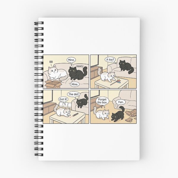 Item preview, Funny Black Cat and White Cat Comic - Forget The Box Laser Pointer Story designed and sold by PetalsPaws.