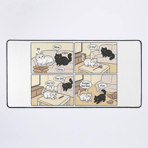 Item preview, Funny Black Cat and White Cat Comic - Forget The Box Laser Pointer Story designed and sold by PetalsPaws.