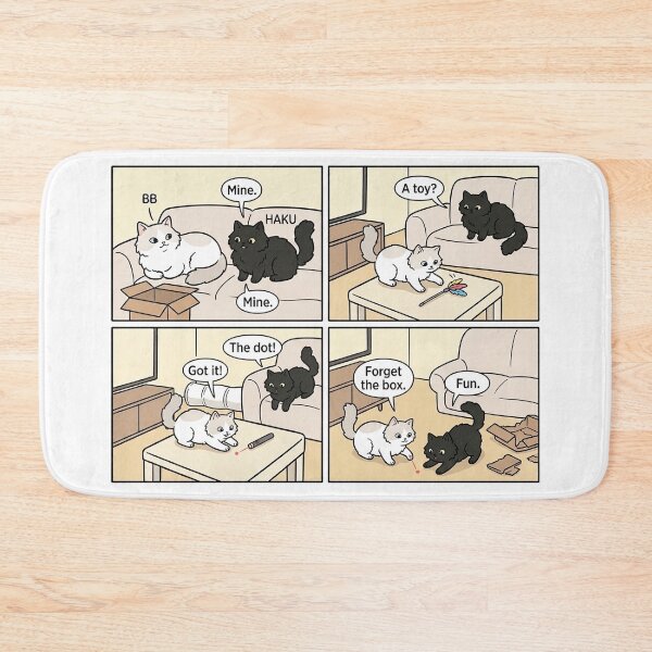 Item preview, Funny Black Cat and White Cat Comic - Forget The Box Laser Pointer Story designed and sold by PetalsPaws.