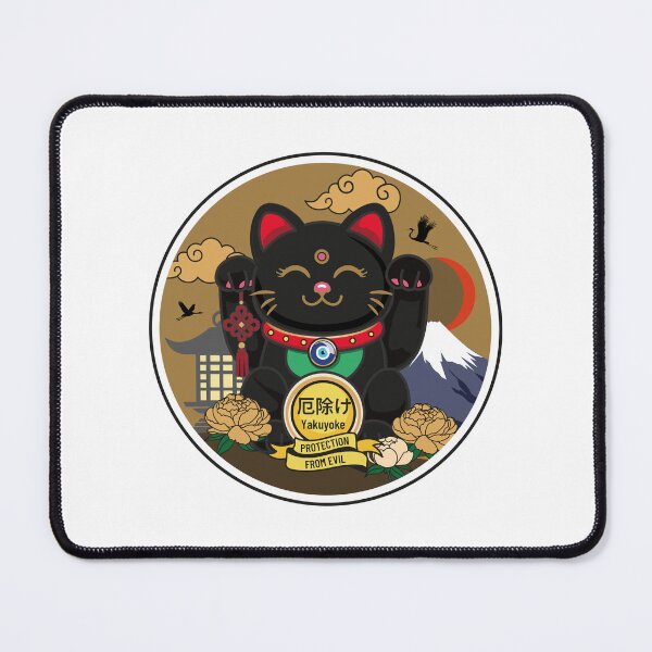 Item preview, Black Maneki Neko with Open Eyes – Protection designed and sold by Vector Woofs.