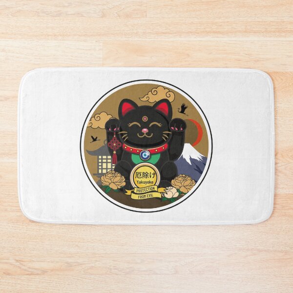 Item preview, Black Maneki Neko with Open Eyes – Protection designed and sold by Vector Woofs.