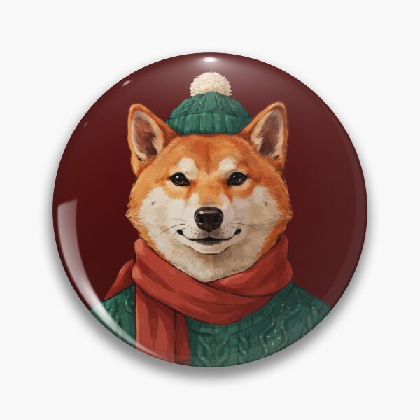 Item preview, A charming vintage-inspired Christmas portrait of an anthropomorphic puppy Shiba Inu dressed like a refined human character designed and sold by 123ks.