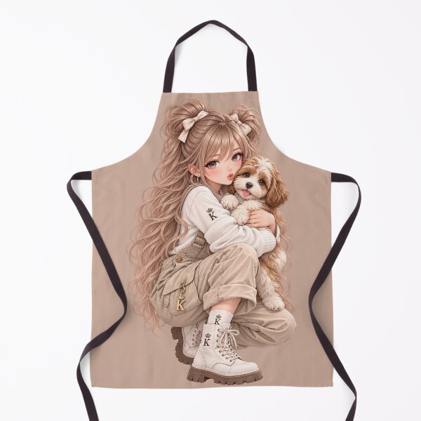 Item preview, Anime Girl Hugging a Cute Puppy designed and sold by GRFORA.