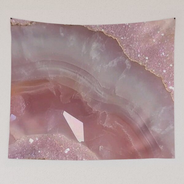 Item preview, Geoda de cristal de cuarzo rosa con vetas doradas designed and sold by LYAN-STORE.