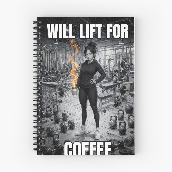 Item preview, Will Lift for Coffee: Funny Anime Gym Shirt for Women designed and sold by Tonioverse.