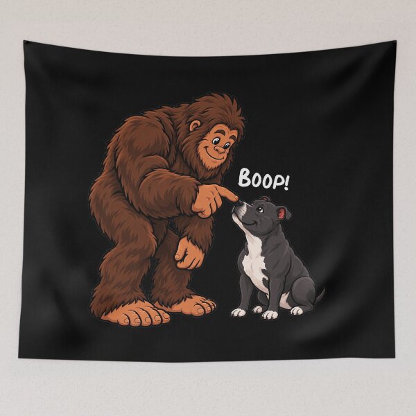 Item preview, Bigfoot and Staffordshire Bull Terrier Boop Fun Design Sasquatch designed and sold by rafaeltto.