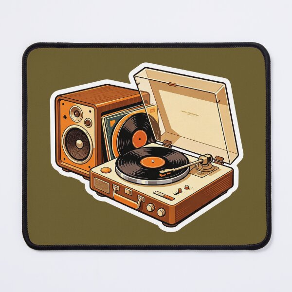 Item preview, vintage record player and speaker designed and sold by mixoubraw.