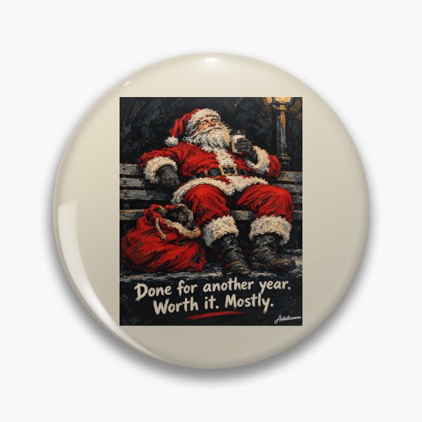 Item preview, Exhausted Santa Bench Empty Sack Coffee Ironic Modern Christmas Art designed and sold by Artisticanvas.