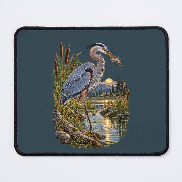 Item preview, Great Blue Heron Fishing at Mountain Sunrise designed and sold by BROHLine Studio.