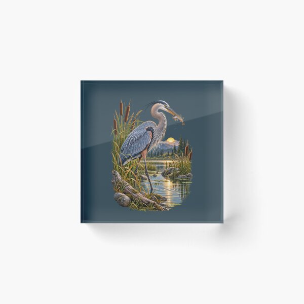 Item preview, Great Blue Heron Fishing at Mountain Sunrise designed and sold by BROHLine Studio.