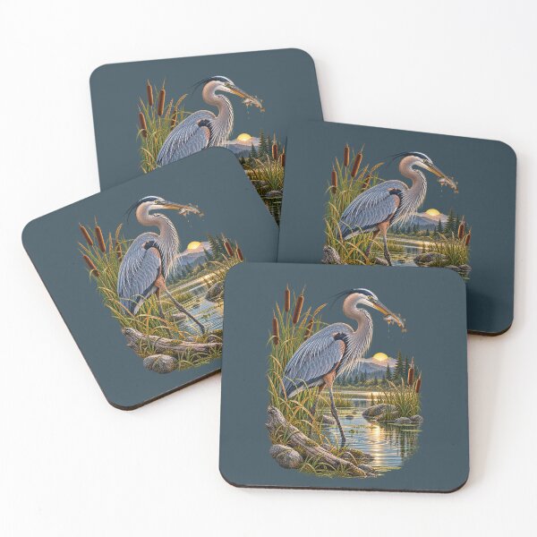 Item preview, Great Blue Heron Fishing at Mountain Sunrise designed and sold by BROHLine Studio.
