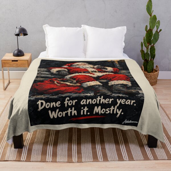 Item preview, Exhausted Santa Bench Empty Sack Coffee Ironic Modern Christmas Art designed and sold by Artisticanvas.