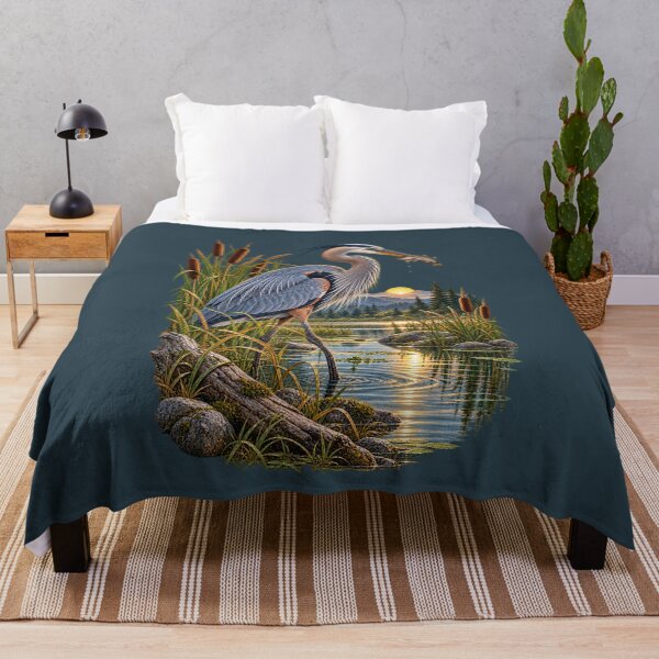 Item preview, Great Blue Heron Fishing at Mountain Sunrise designed and sold by BROHLine Studio.