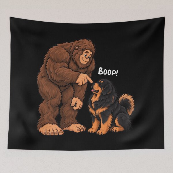 Item preview, Bigfoot and Tibetan Mastiff Boop Fun Design Sasquatch designed and sold by rafaeltto.