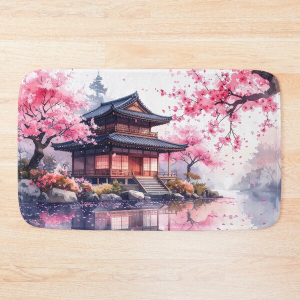 Item preview, Japanese Tea House With Cherry Blossom Watercolor  designed and sold by BetweenForms.