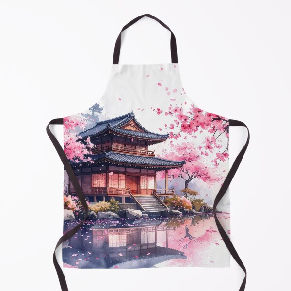 Item preview, Japanese Tea House With Cherry Blossom Watercolor  designed and sold by BetweenForms.