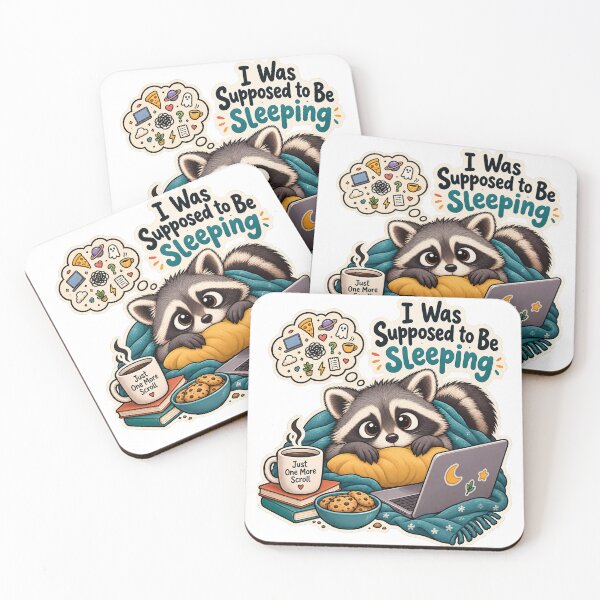 Item preview, I Was Supposed to Be Sleeping – Funny Raccoon Night Owl Sticker designed and sold by Pixel & Ponder.