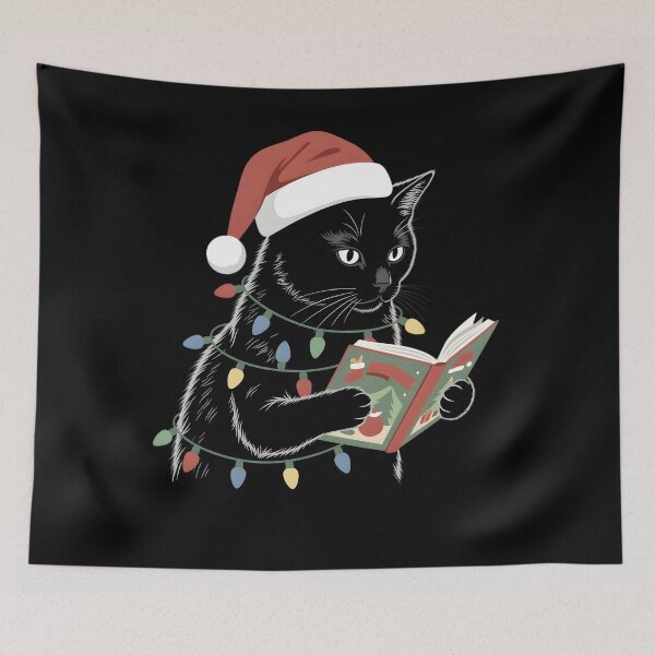 Item preview, Black Cat Reading Book Lover Christmas Lights Bookworm designed and sold by clothesy7.