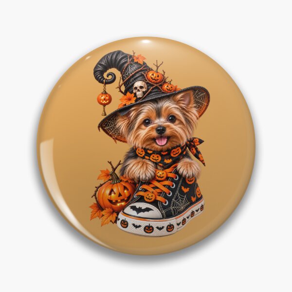 Item preview, Cute Yorkie Witch with Pumpkins and Spooky Hat designed and sold by MythicMood.