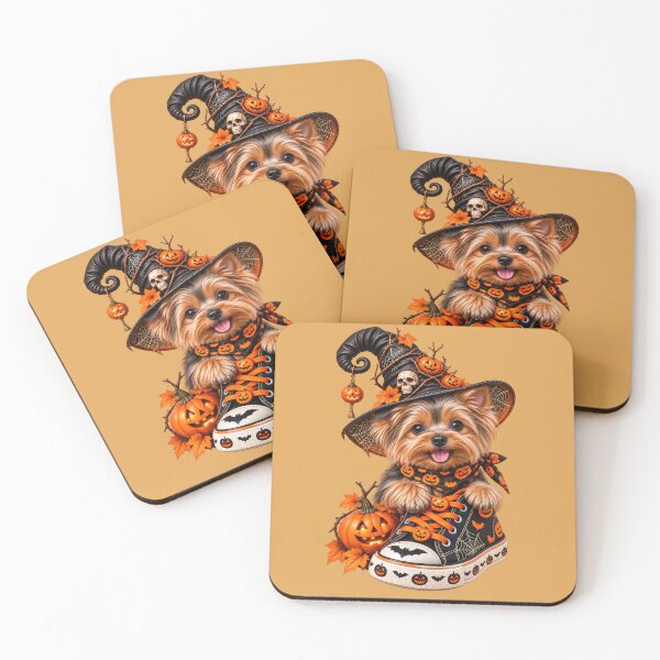 Item preview, Cute Yorkie Witch with Pumpkins and Spooky Hat designed and sold by MythicMood.