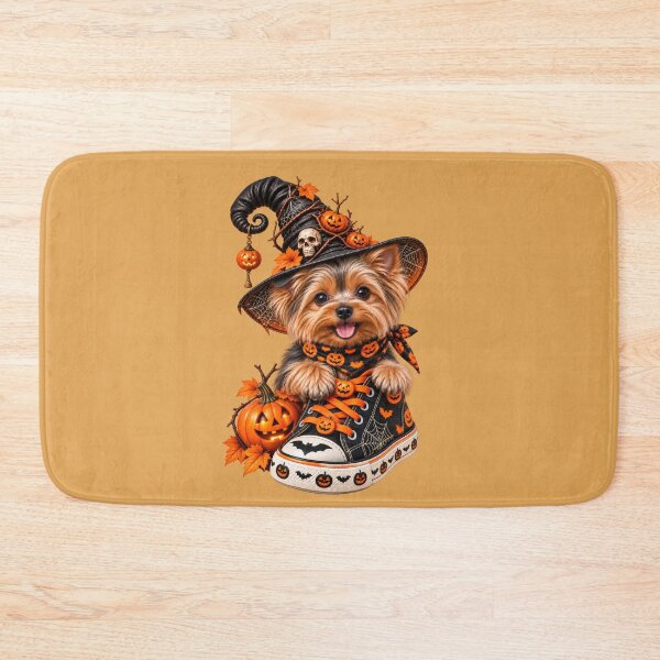 Item preview, Cute Yorkie Witch with Pumpkins and Spooky Hat designed and sold by MythicMood.